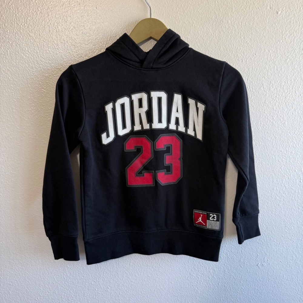 Air Jordan Youth Size Small Black Red 23 Pullover Sweatshirt Hoodie Active